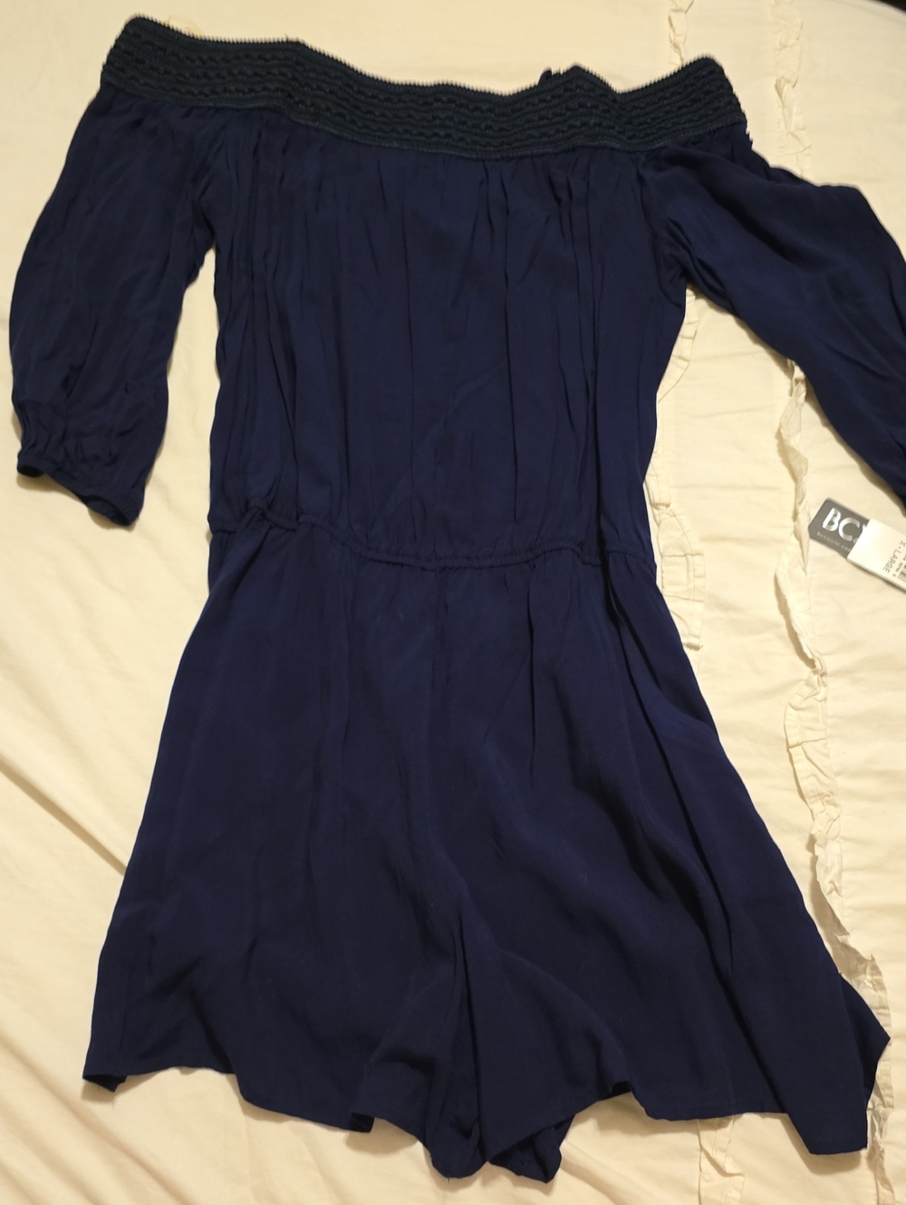 BCX Navy Off The Shoulder Romper. NWT XLARGE
